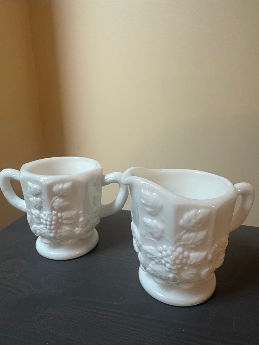 Vintage Westmoreland Milk Glass Creamer & Sugar Bowl Set,  Antique collectible